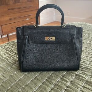 Birkin-inspired black leather purse
